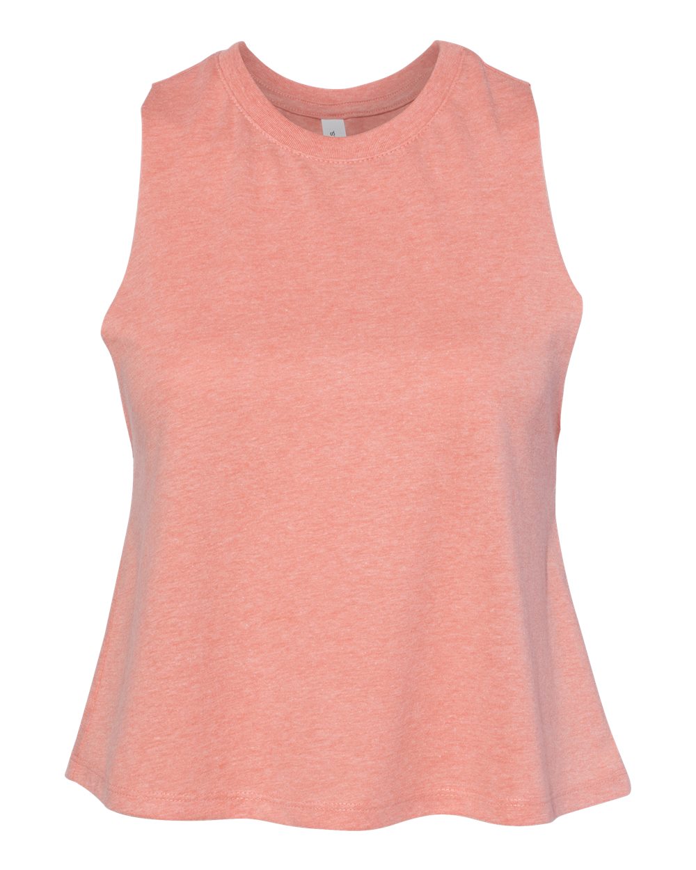 Front View of Heather Sunset Women&#39;s Racerback Crop Tank - 6682