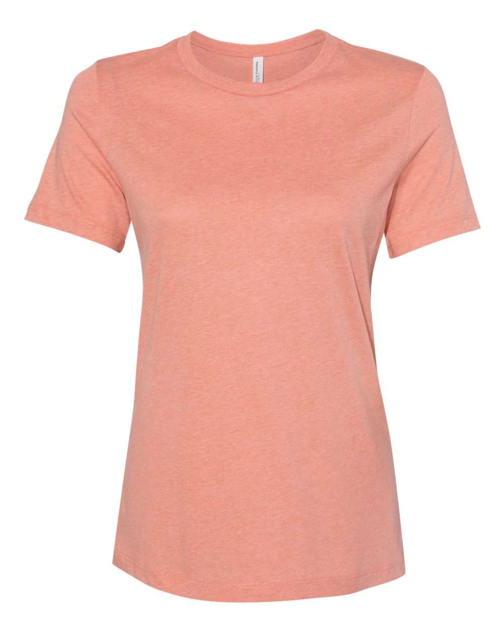 Front View of Heather Sunset Women’s Relaxed Fit Heather CVC Tee - 6400CVC