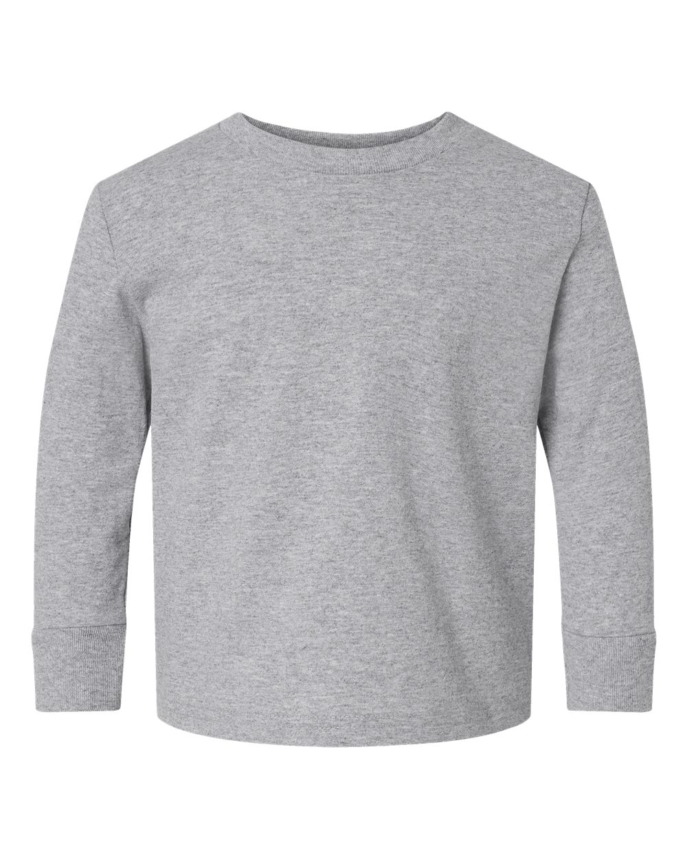 Front View of Heather Toddler Cotton Jersey Long Sleeve Tee - 3311