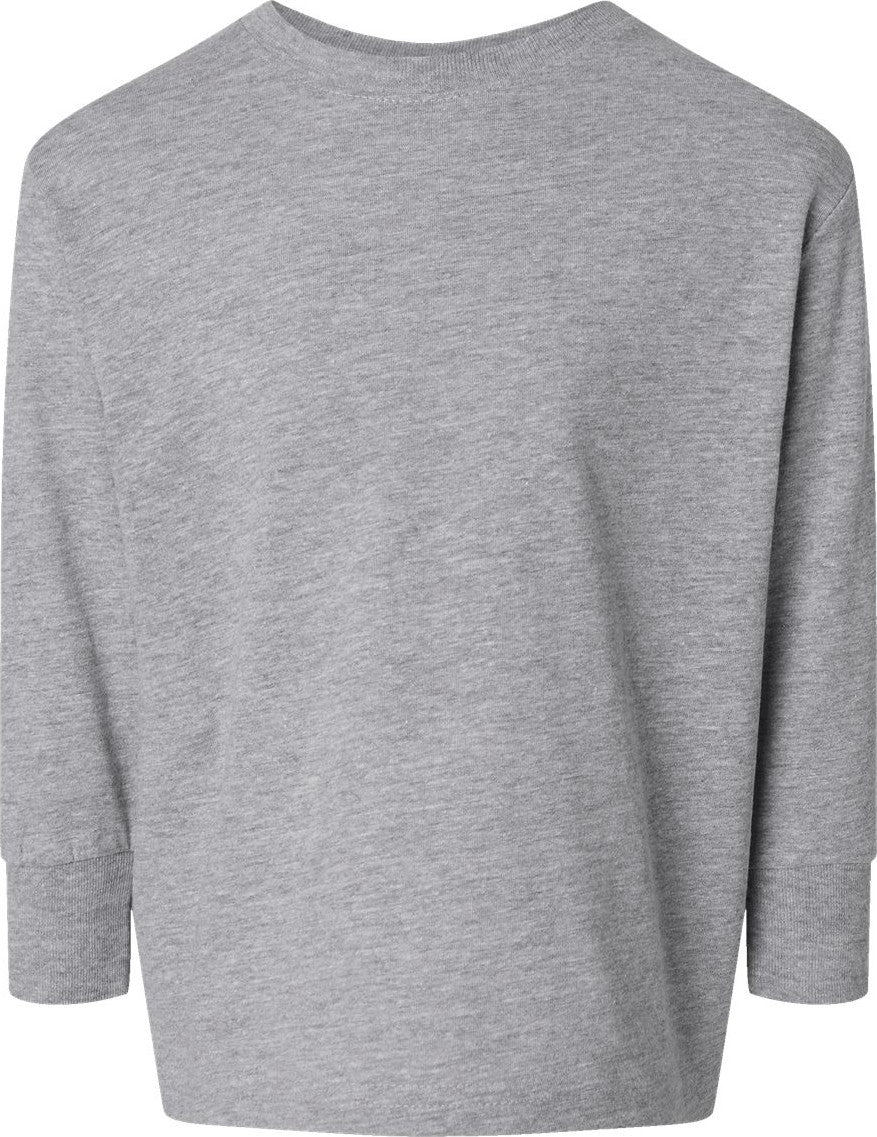 Front View of Heather Toddler Fine Jersey Long Sleeve Tee - 3302