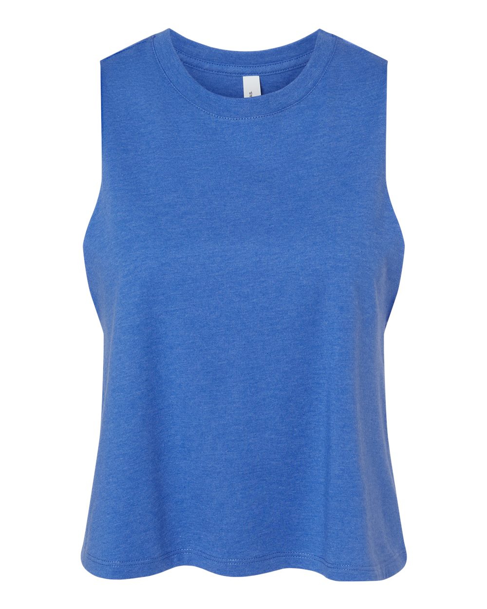 Front View of Heather True Royal Women's Racerback Crop Tank - 6682 plain
