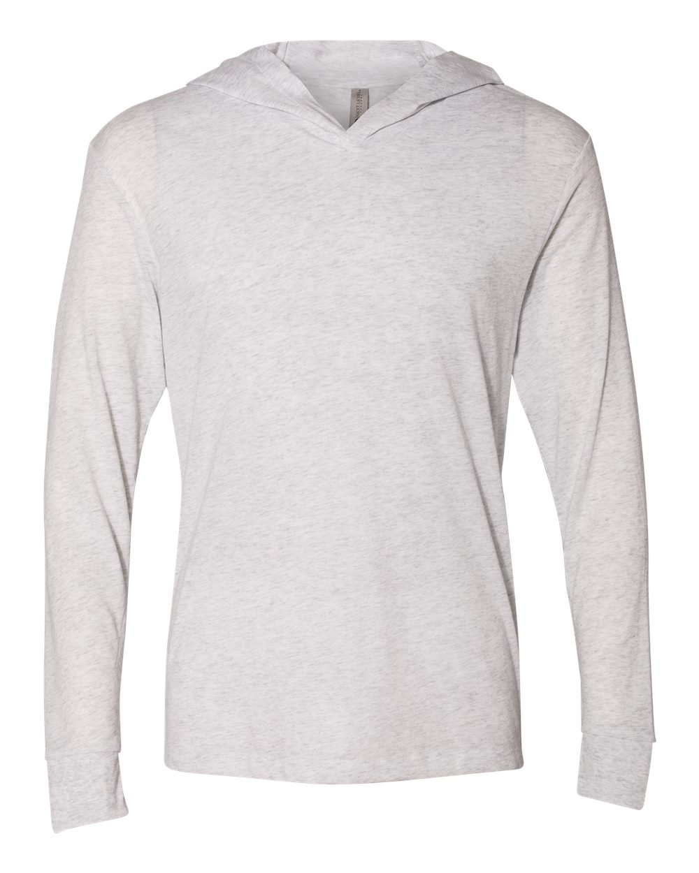 Front View of Heather White Triblend Hooded Long Sleeve Pullover - 6021