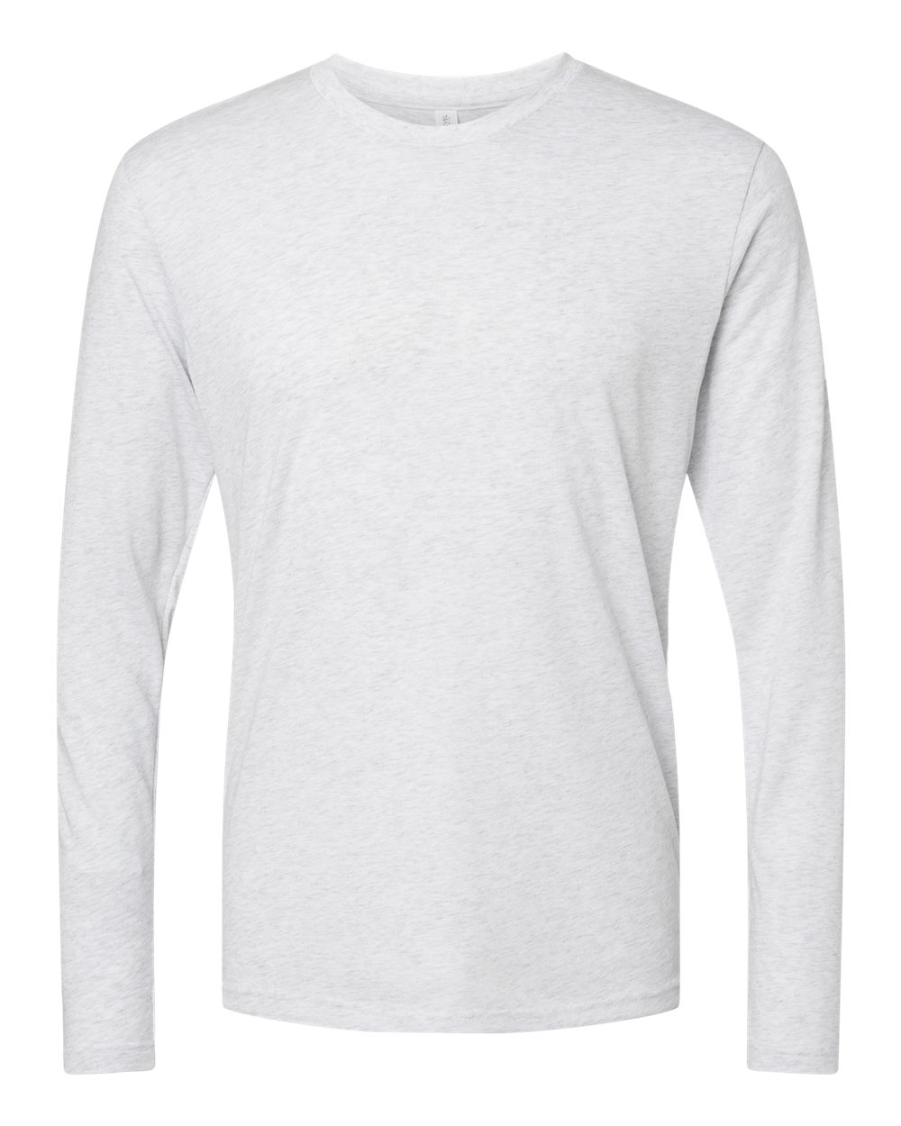 Front View of Heather White Triblend Long Sleeve T-Shirt - 6071