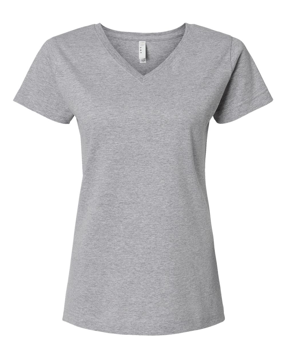 Front View of Heather Women's Fine Jersey V-Neck Tee - 3507