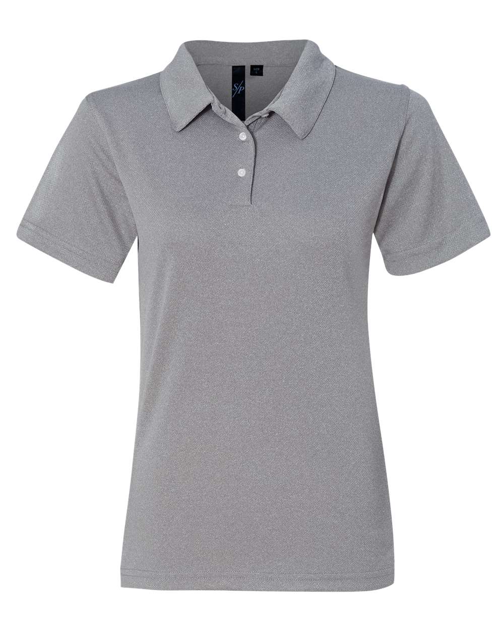 Front View of Heathered Grey Women&#39;s Moisture Free Mesh Polo - 5469