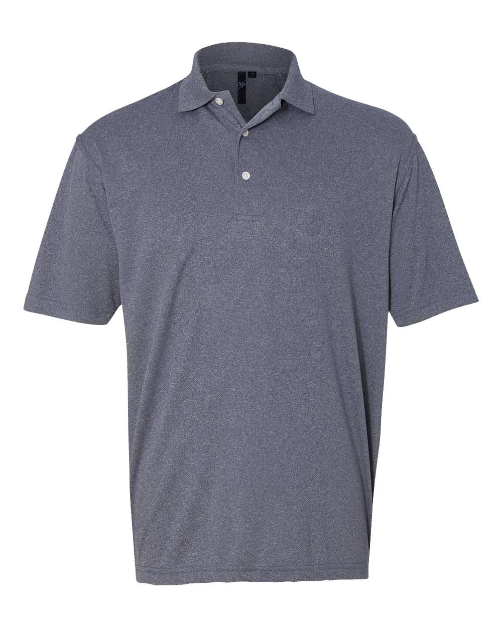 Front View of Heathered Navy Moisture Free Mesh Polo - 0469
