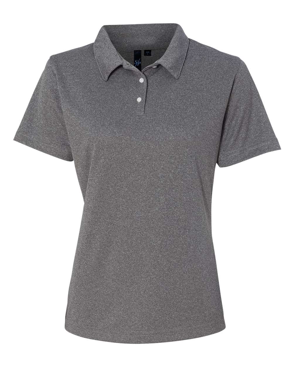 Front View of Heathered Steel Women&#39;s Moisture Free Mesh Polo - 5469