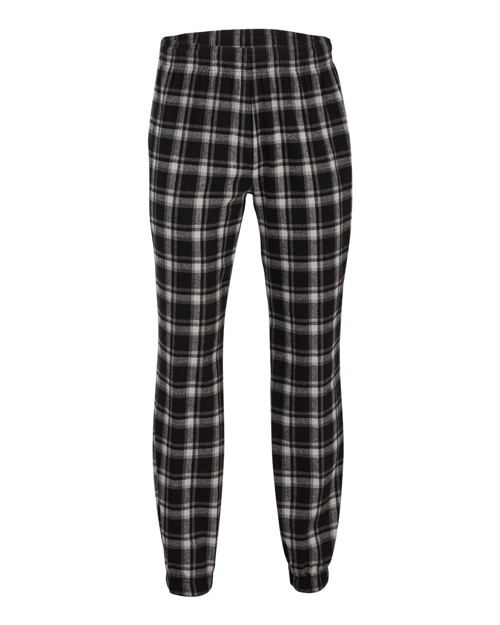 Front View of Heritage Black Plaid Flannel Joggers - BM6625