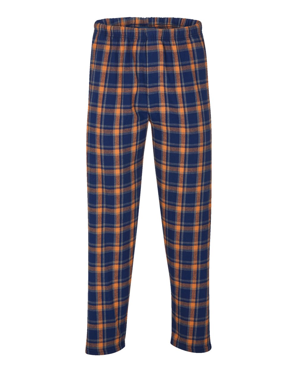 Front View of Heritage Navy/ Orange/ Grey Plaid Harley Flannel Pants - BM6624