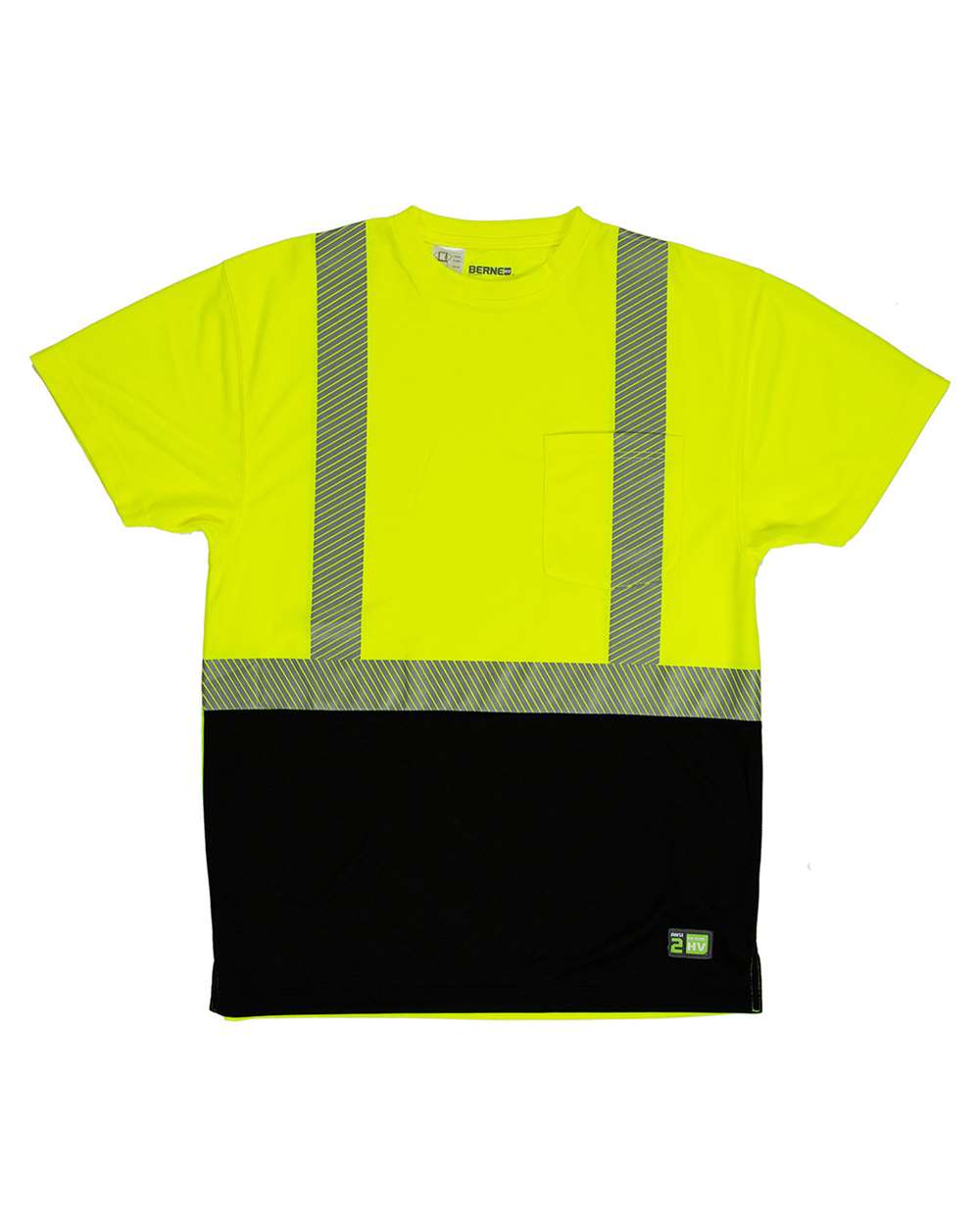 Front View of Hi Vis Yellow Hi-Vis Class 2 Color Blocked Pocket T-Shirt - HVK017
