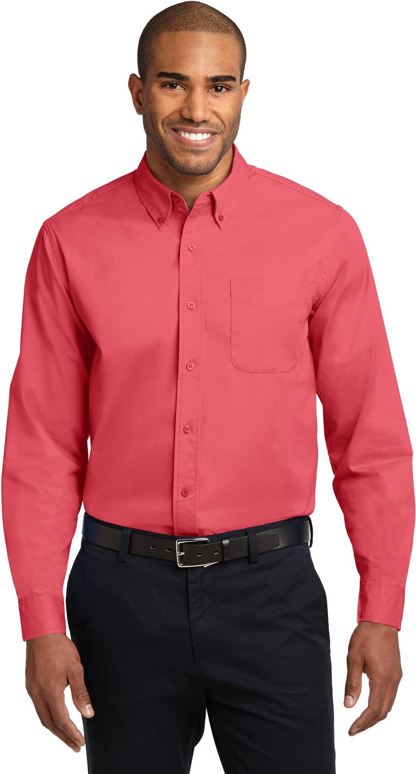 Front View of Hibiscus Port Authority Long Sleeve Easy Care Shirt S608