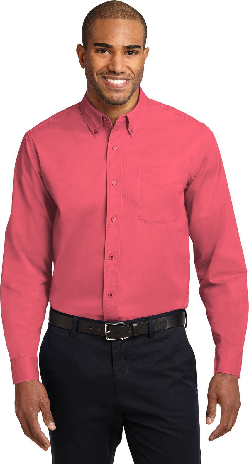 Front View of Hibiscus Port Authority Long Sleeve Easy Care Shirt S608