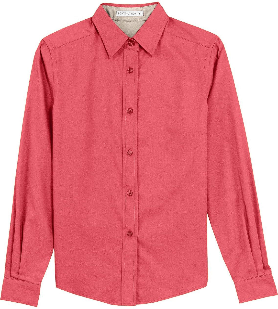 Front View of Hibiscus Port Authority Women's Long Sleeve Easy Care Shirt. L608