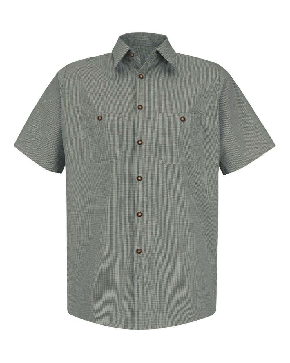 Front View of HK-Hunter Green/ Khaki Premium Short Sleeve Work Shirt - SP20