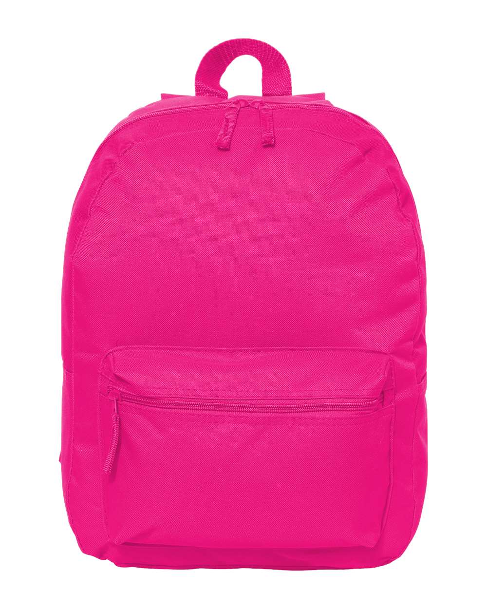 Front View of Hot Pink 16" Basic Backpack - 7709