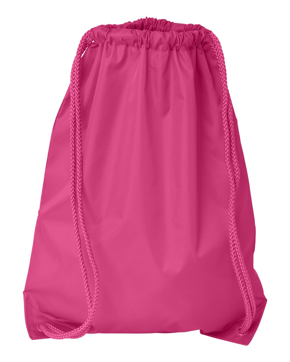 Front View of Hot Pink Drawstring Pack with DUROcord - 8881