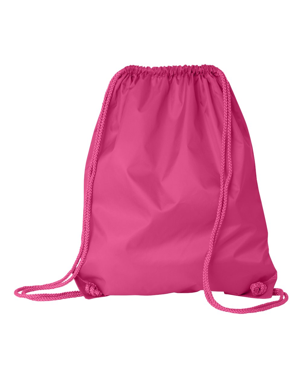 Front View of Hot Pink Large Drawstring Pack with DUROcord - 8882