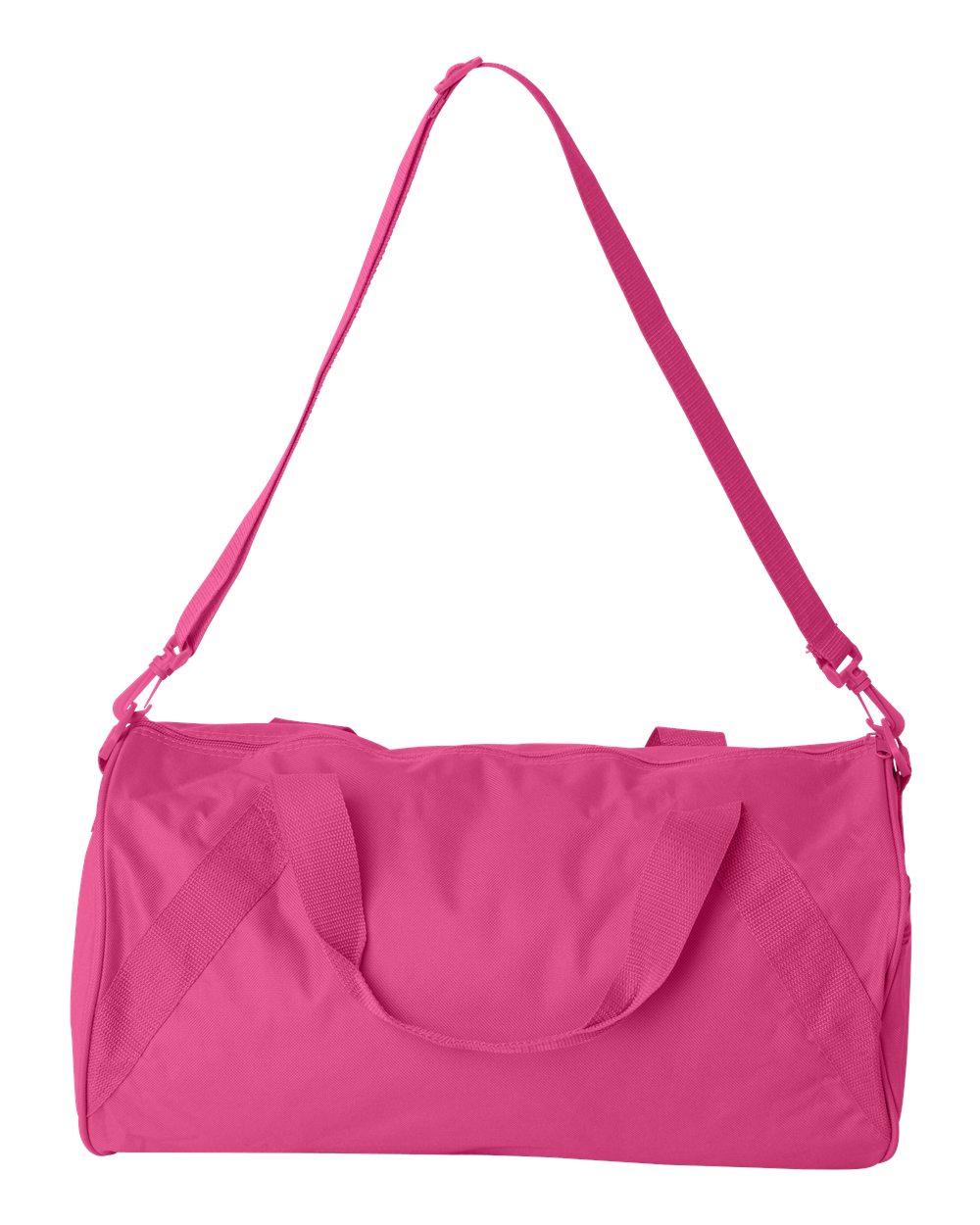 Front View of Hot Pink Recycled 18” Small Duffel Bag - 8805