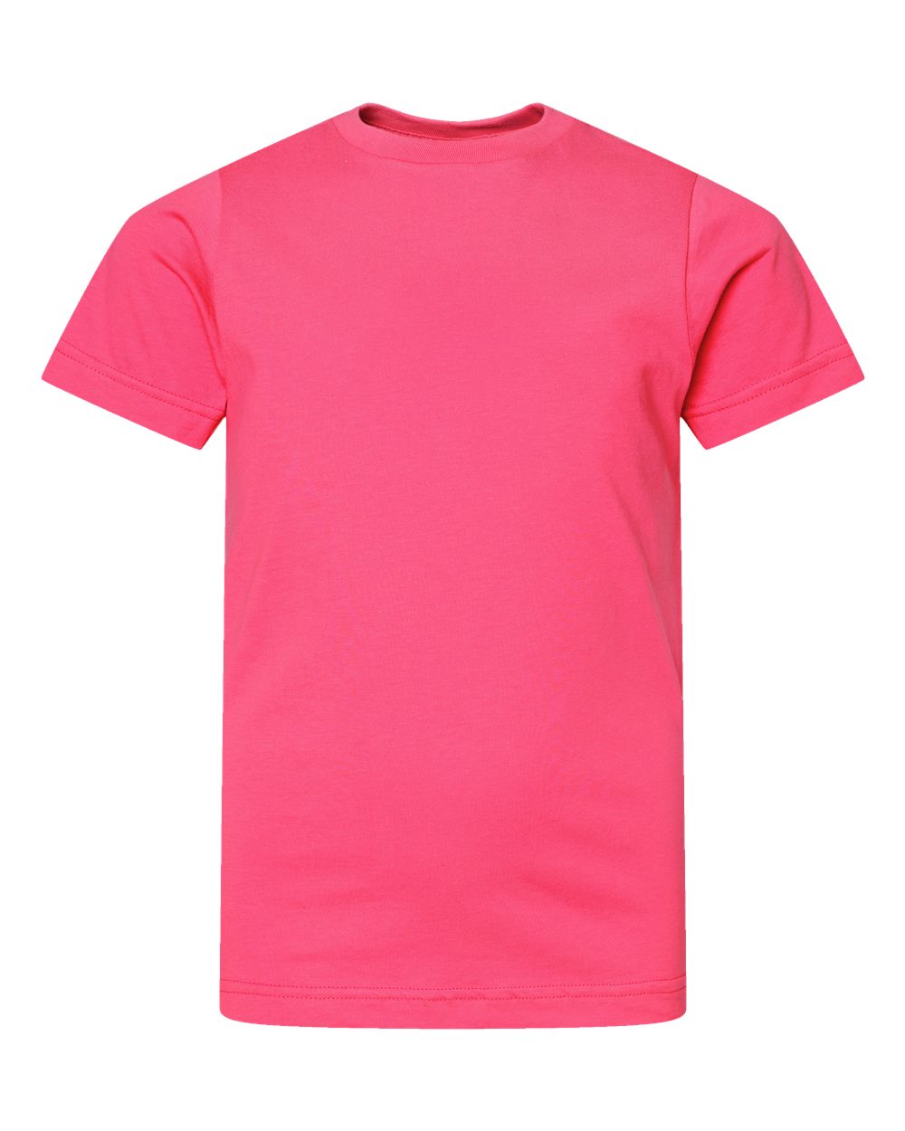 Front View of Hot Pink Youth Fine Jersey Tee - 6101