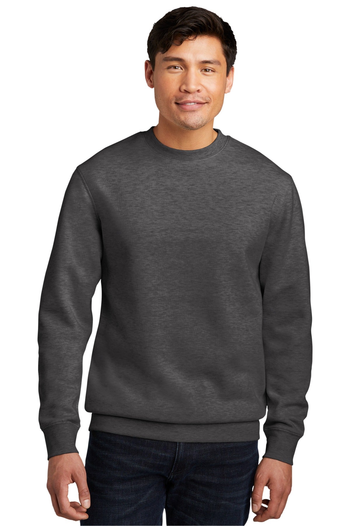 Front View of Ht Charcoal District V.I.T. Fleece Crew DT6104