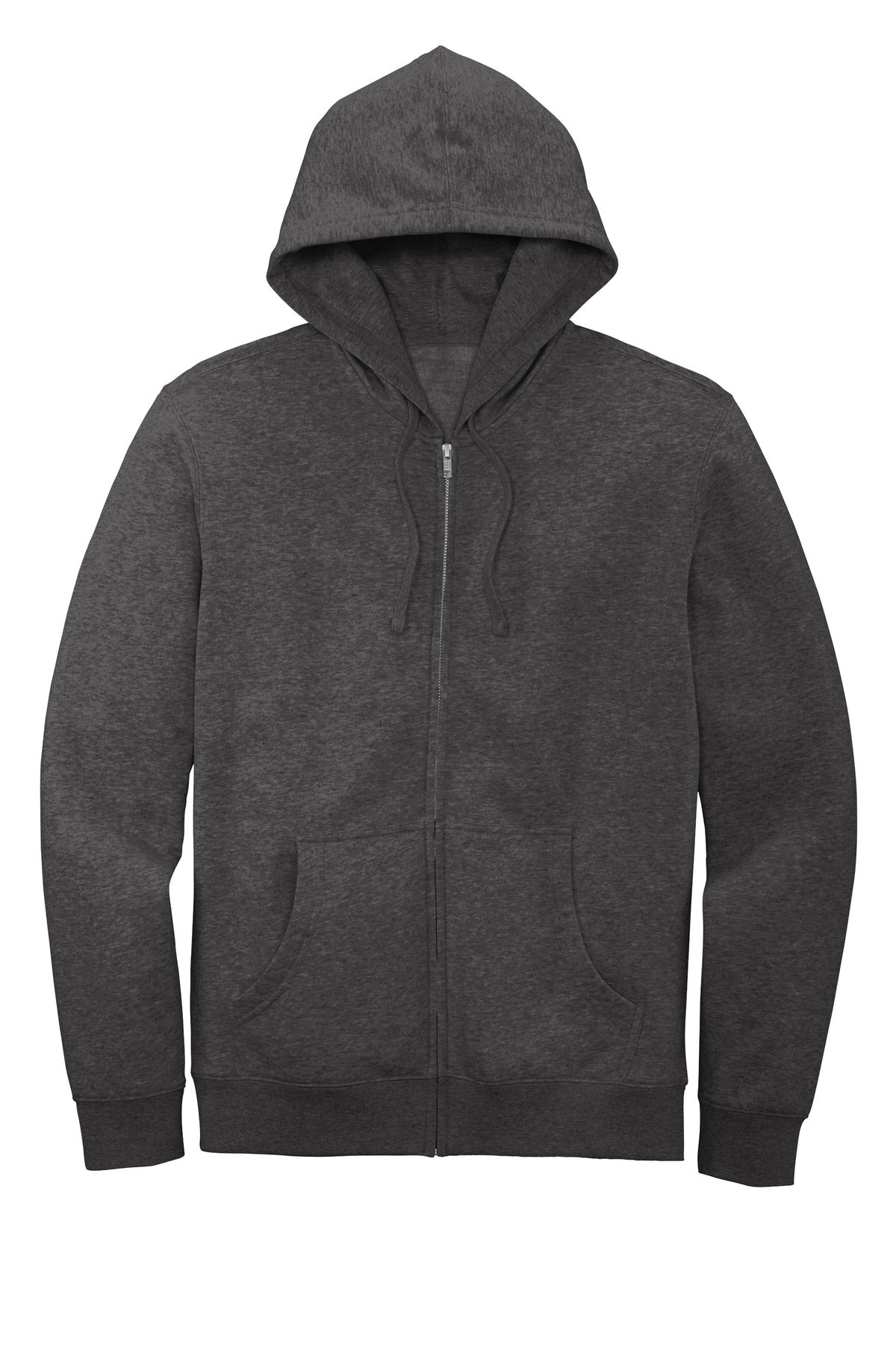Front View of Ht Charcoal District V.I.T. Fleece Full-Zip Hoodie DT6102