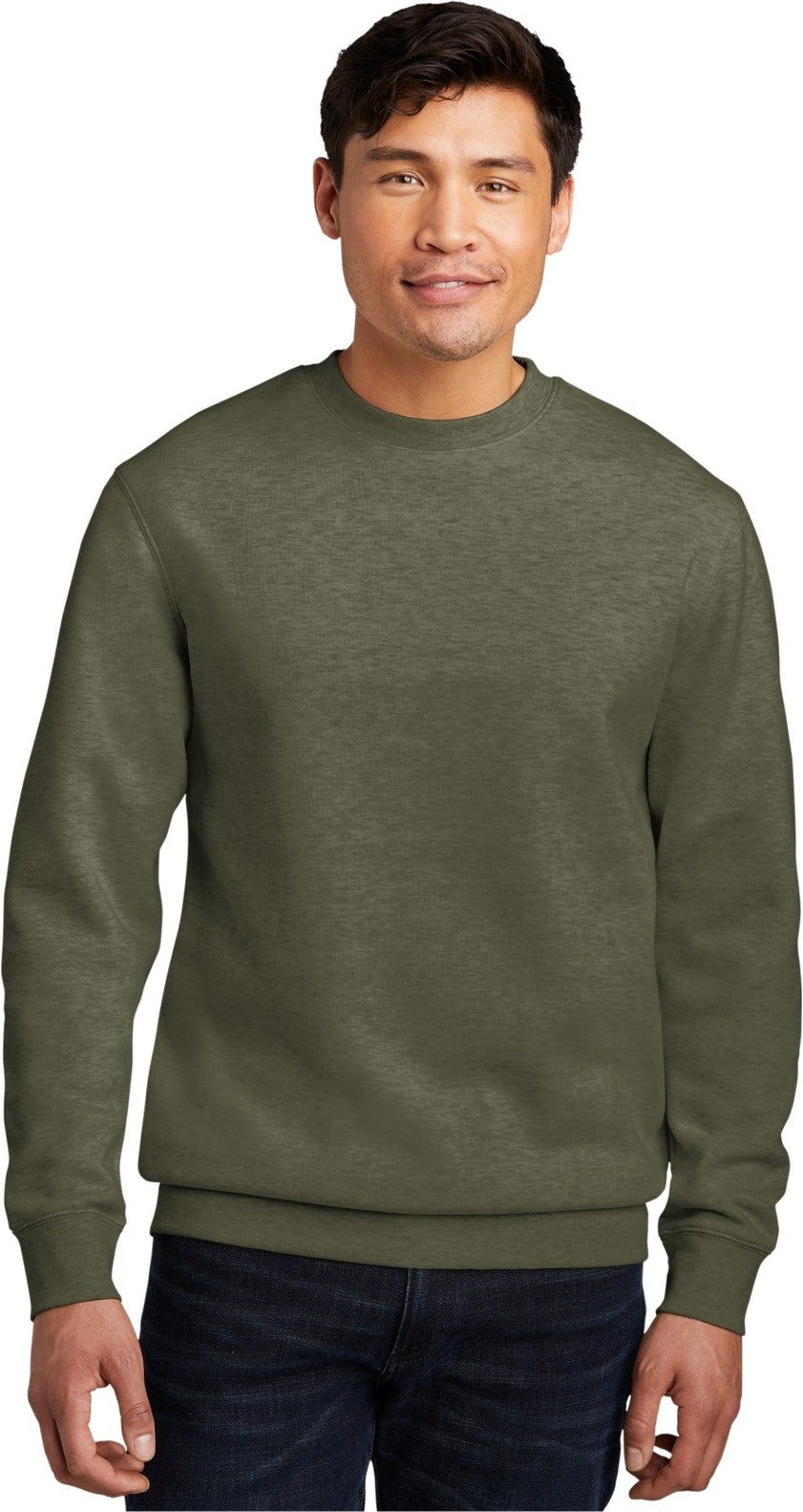 Front View of Ht Olive District V.I.T. Fleece Crew DT6104