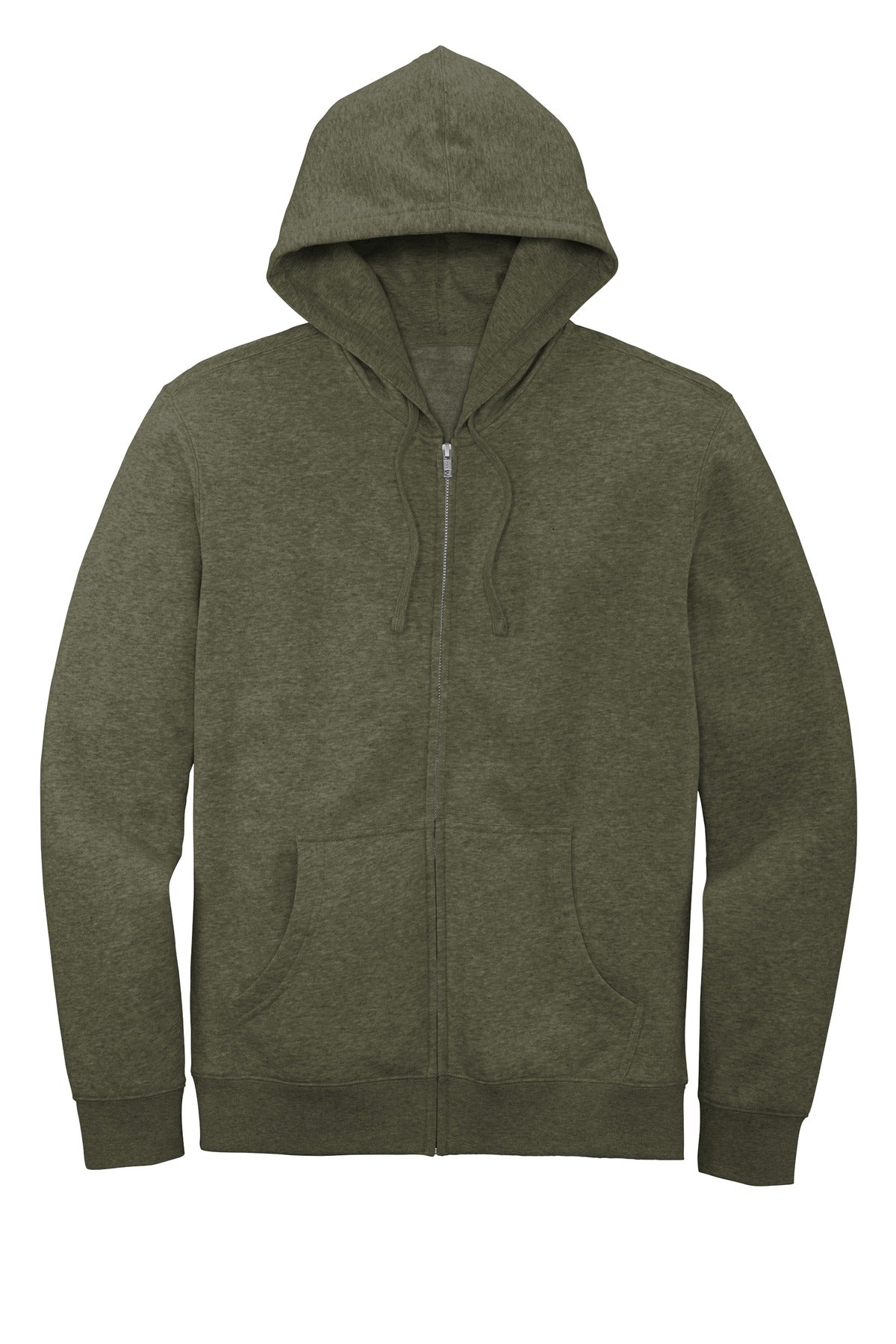 Front View of Ht Olive District V.I.T. Fleece Full-Zip Hoodie DT6102
