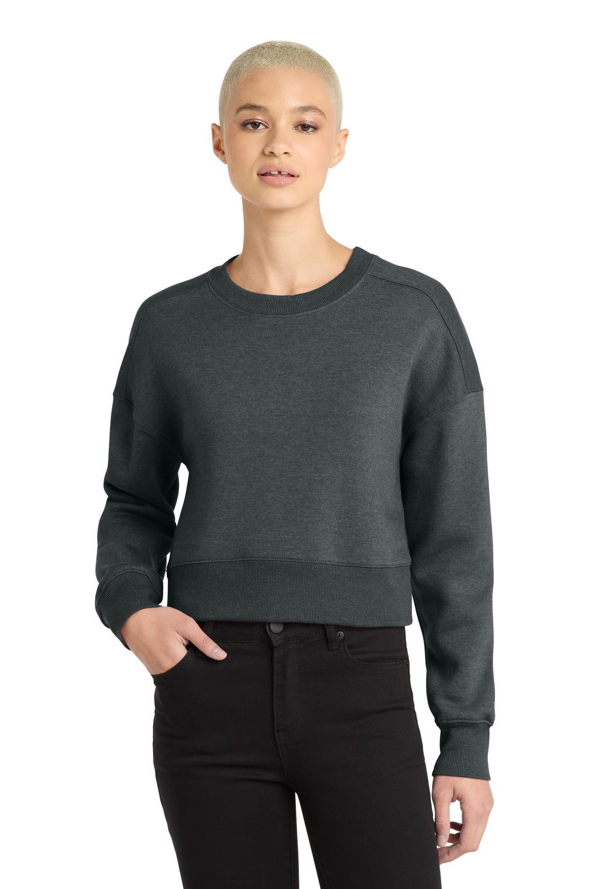 Front View of HtdChar District Women's Perfect Weight Fleece Cropped Crew DT1105