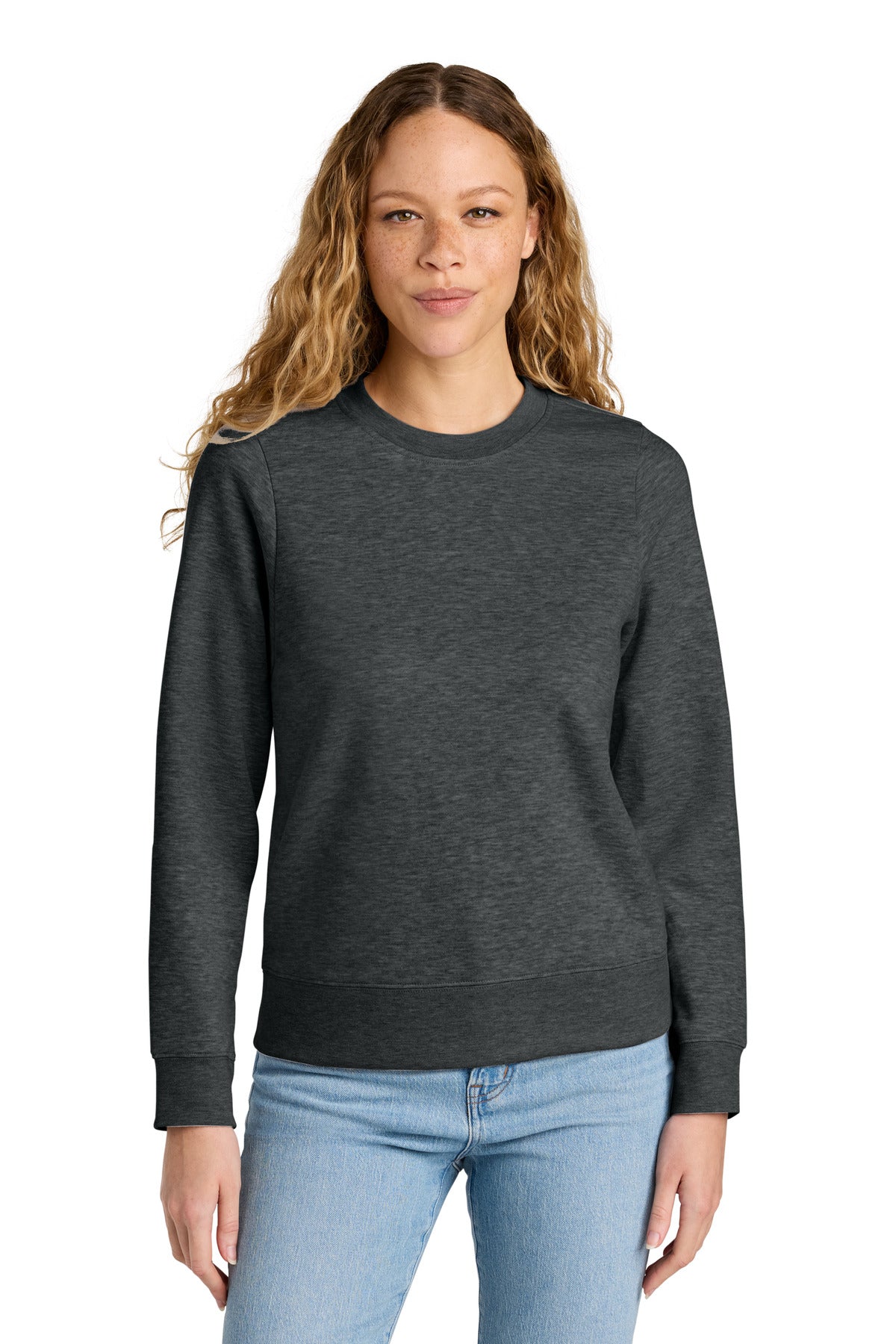 Front View of HtdChar District Women's V.I.T. Fleece Crew DT6105