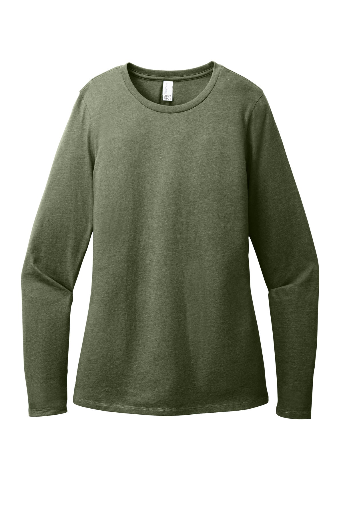 Front View of HtdOlive District Women's Perfect Blend CVC Long Sleeve Tee DT110
