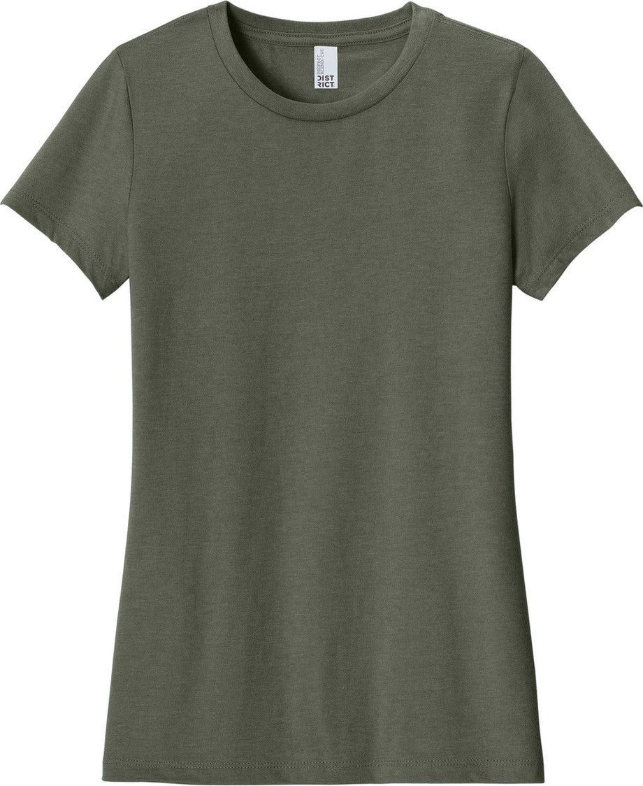 Front View of HtdOlive District Women's Perfect Blend CVC Tee. DM108L