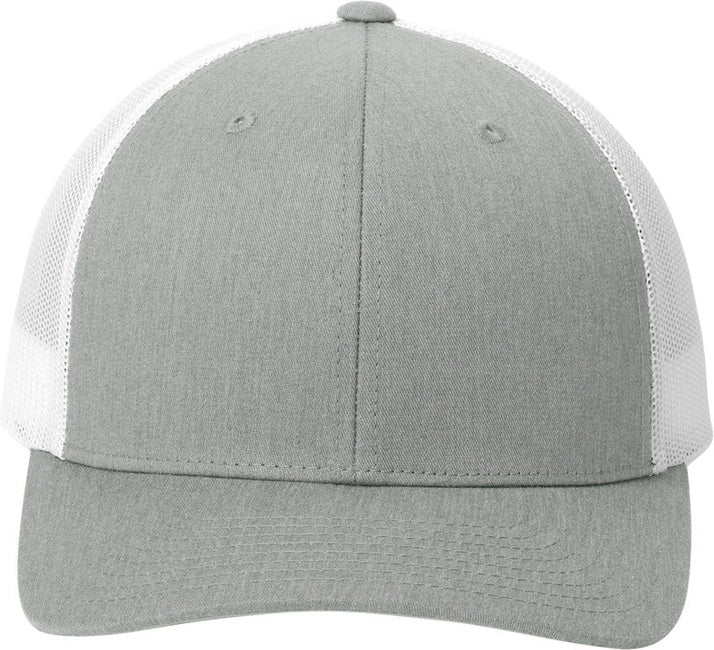 Front View of HtGy/White Sport-Tek YP Classics Retro Trucker Cap. STC39