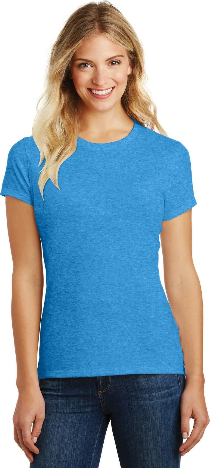 Front View of Hthr Brt Turqu District Women's Perfect Blend CVC Tee. DM108L