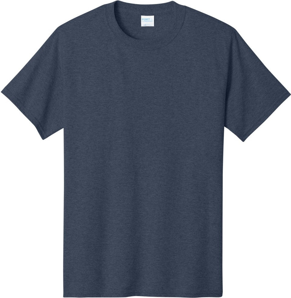 Front View of Hthr Navy Port & Co Core Cotton Tee. PC54