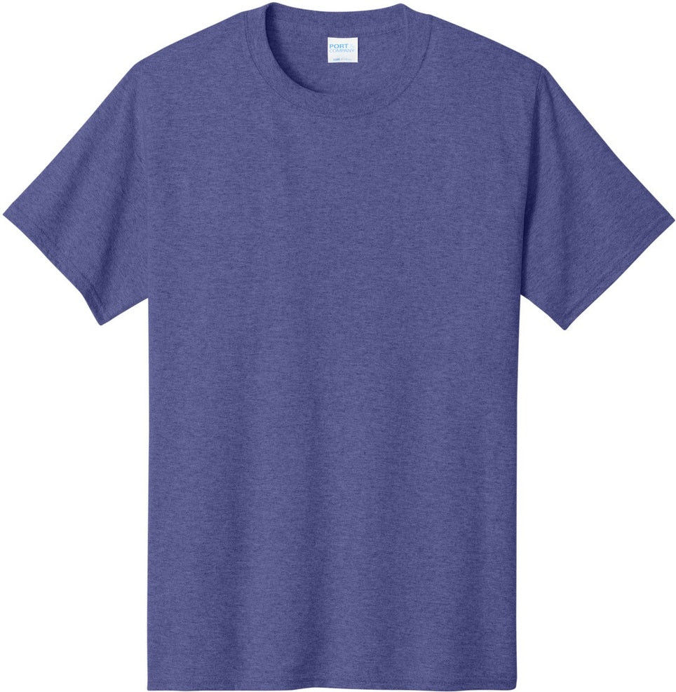 Front View of Hthr Purple Port & Co Core Cotton Tee. PC54