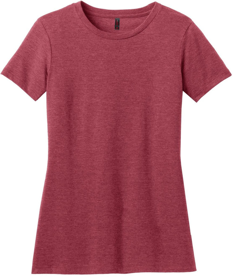 Front View of Hthr Red District Women's Perfect Blend CVC Tee. DM108L