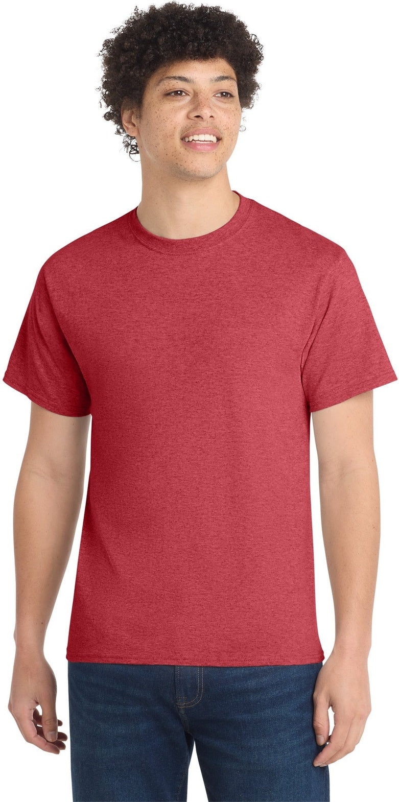 Front View of Hthr Red Port & Co Core Cotton Tee. PC54