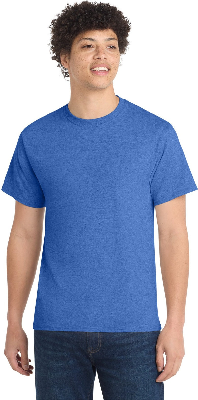 Front View of Hthr Royal Port & Co Core Cotton Tee. PC54