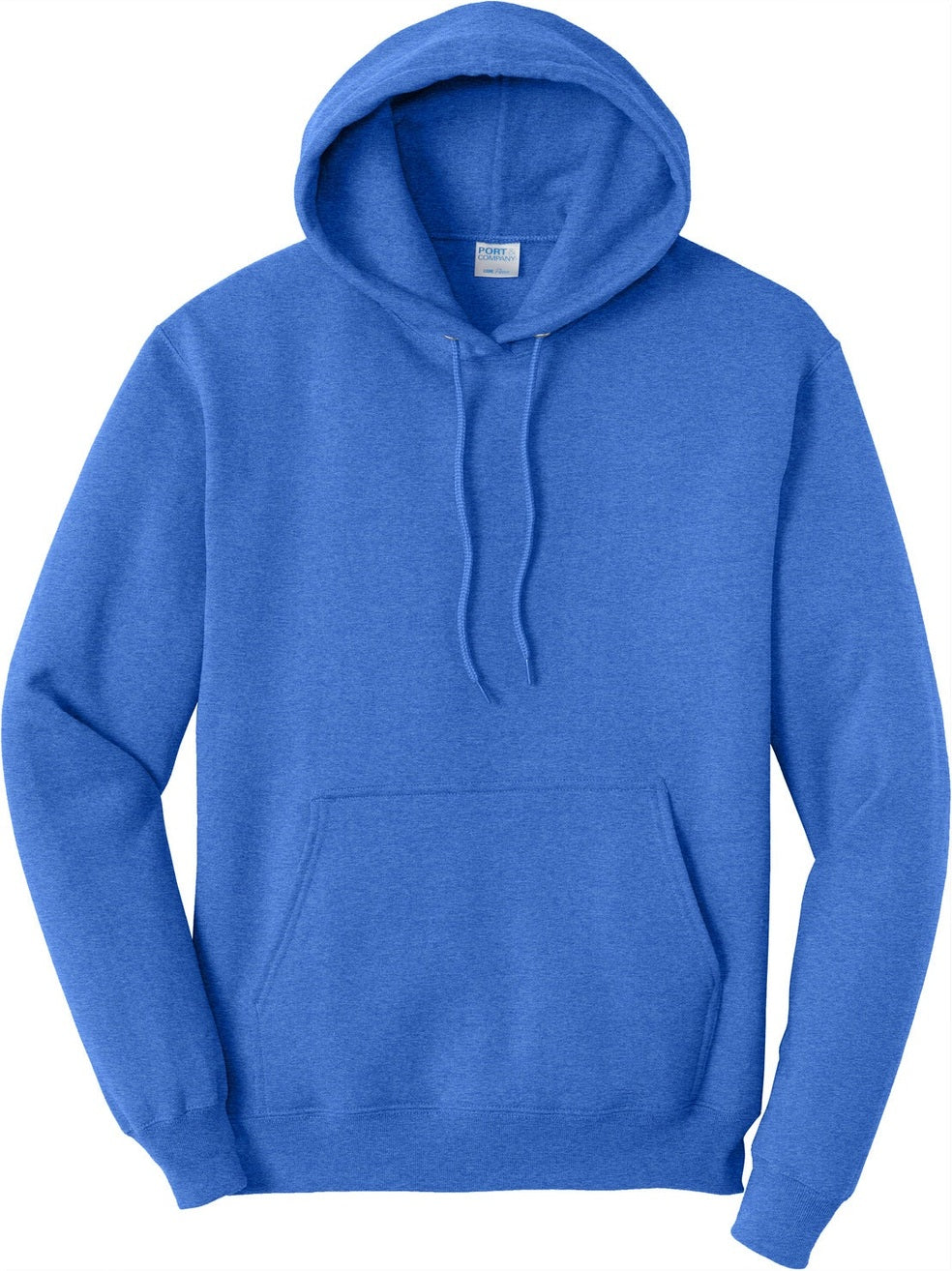 Front View of Hthr Royal Port & Co Core Fleece Pullover Hooded Sweatshirt. PC78H