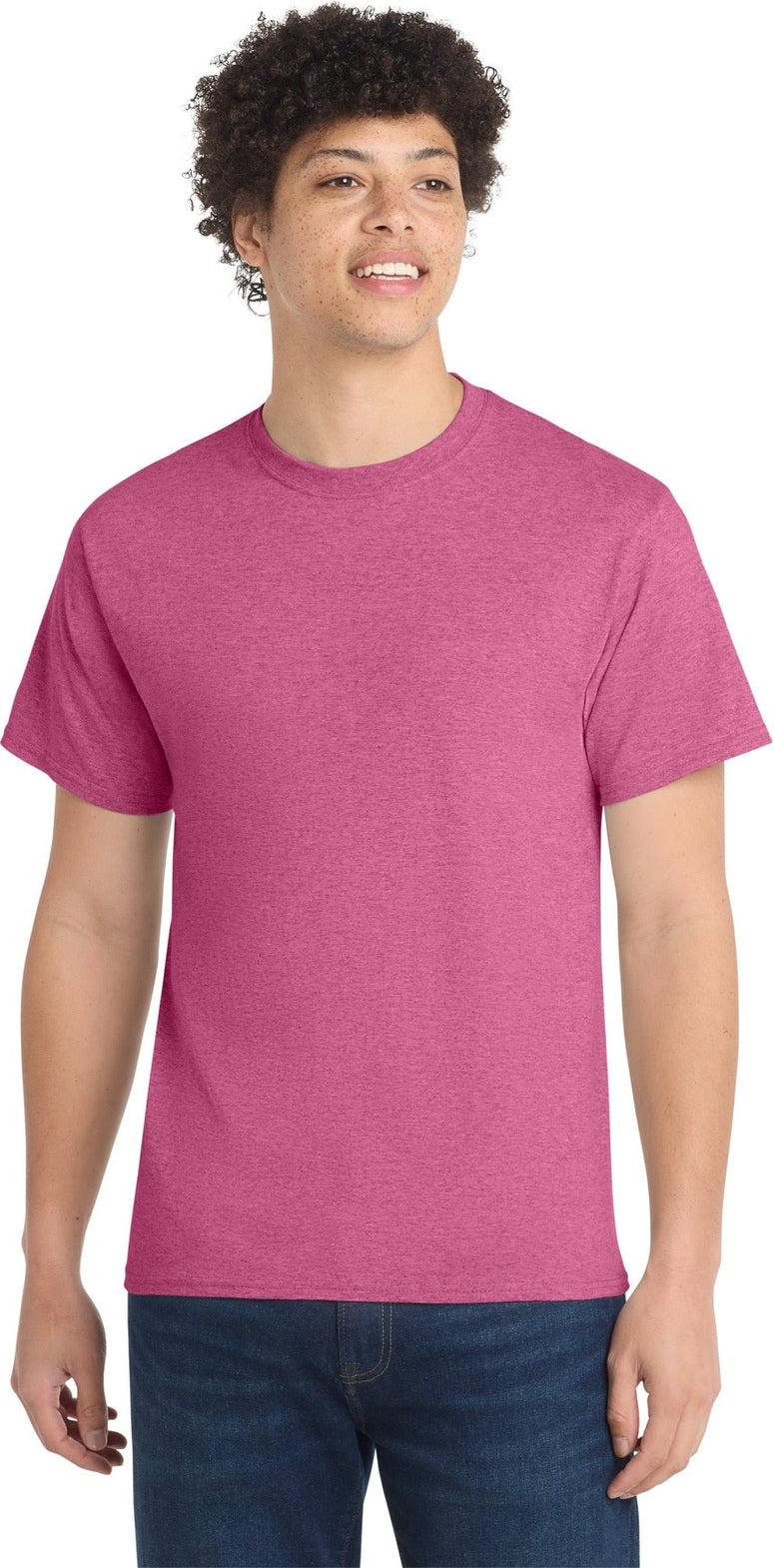 Front View of Hthr Sangria Port & Co Core Cotton Tee. PC54