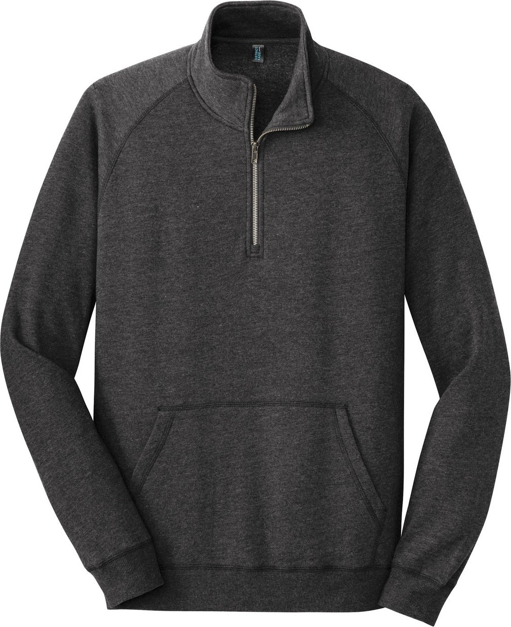 Front View of Hthrd Black District Lightweight Fleece 1/4-Zip. DM392