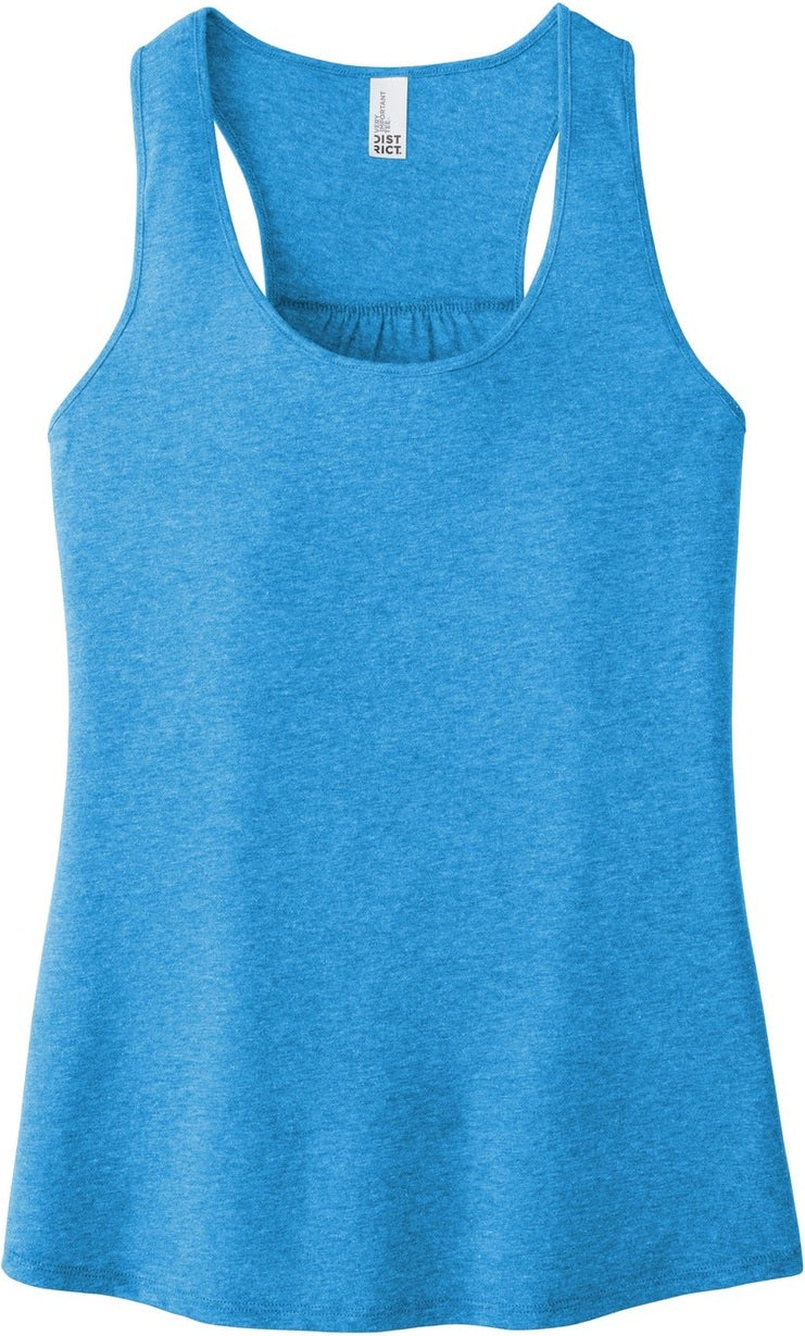 Front View of Hthrd Brt Turq District Women's V.I.T. Racerback Tank DT6302