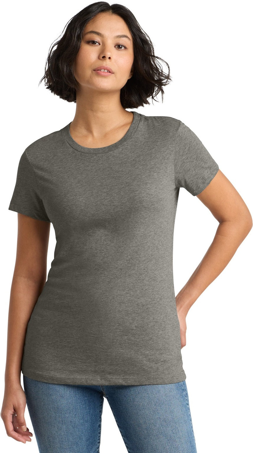 Front View of Hthrd Charcoal District Women's Perfect Weight Tee. DM104L