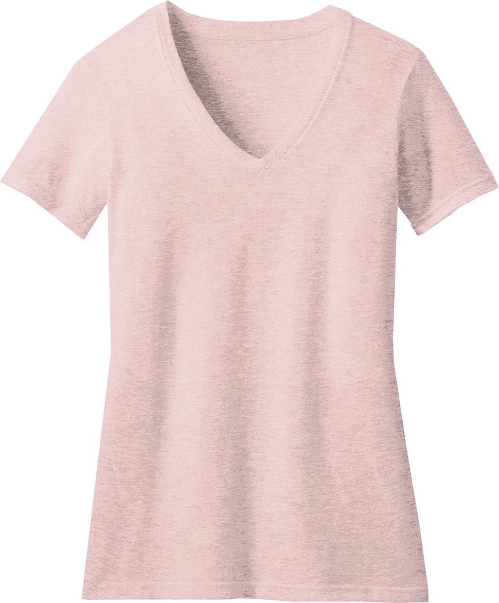 Front View of Hthrd Lavender District Women's Perfect Blend CVC V-Neck Tee. DM1190L