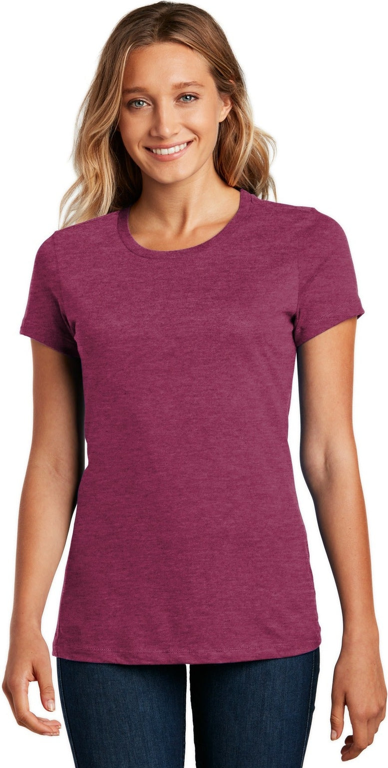 Front View of Hthrd Loganbry District Women's Perfect Weight Tee. DM104L