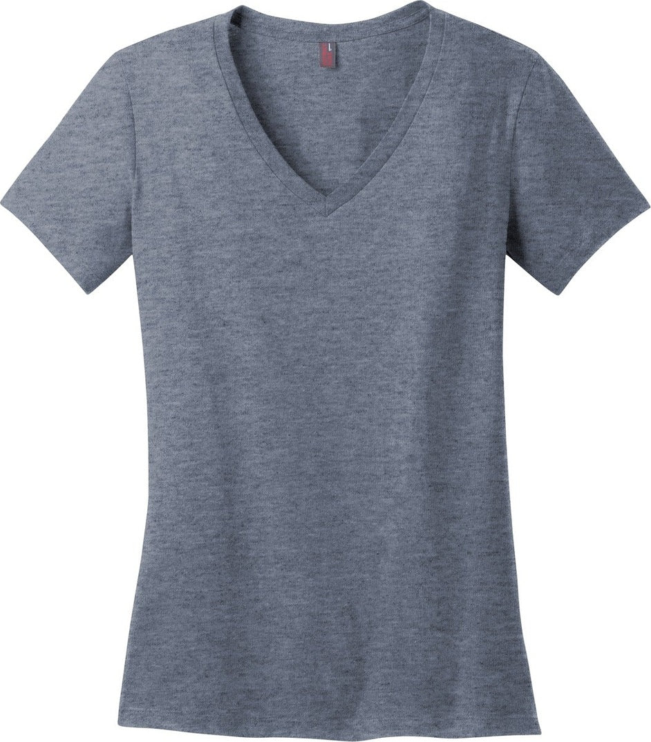 Front View of Hthrd Navy District - Women's Perfect Weight V-Neck Tee. DM1170L