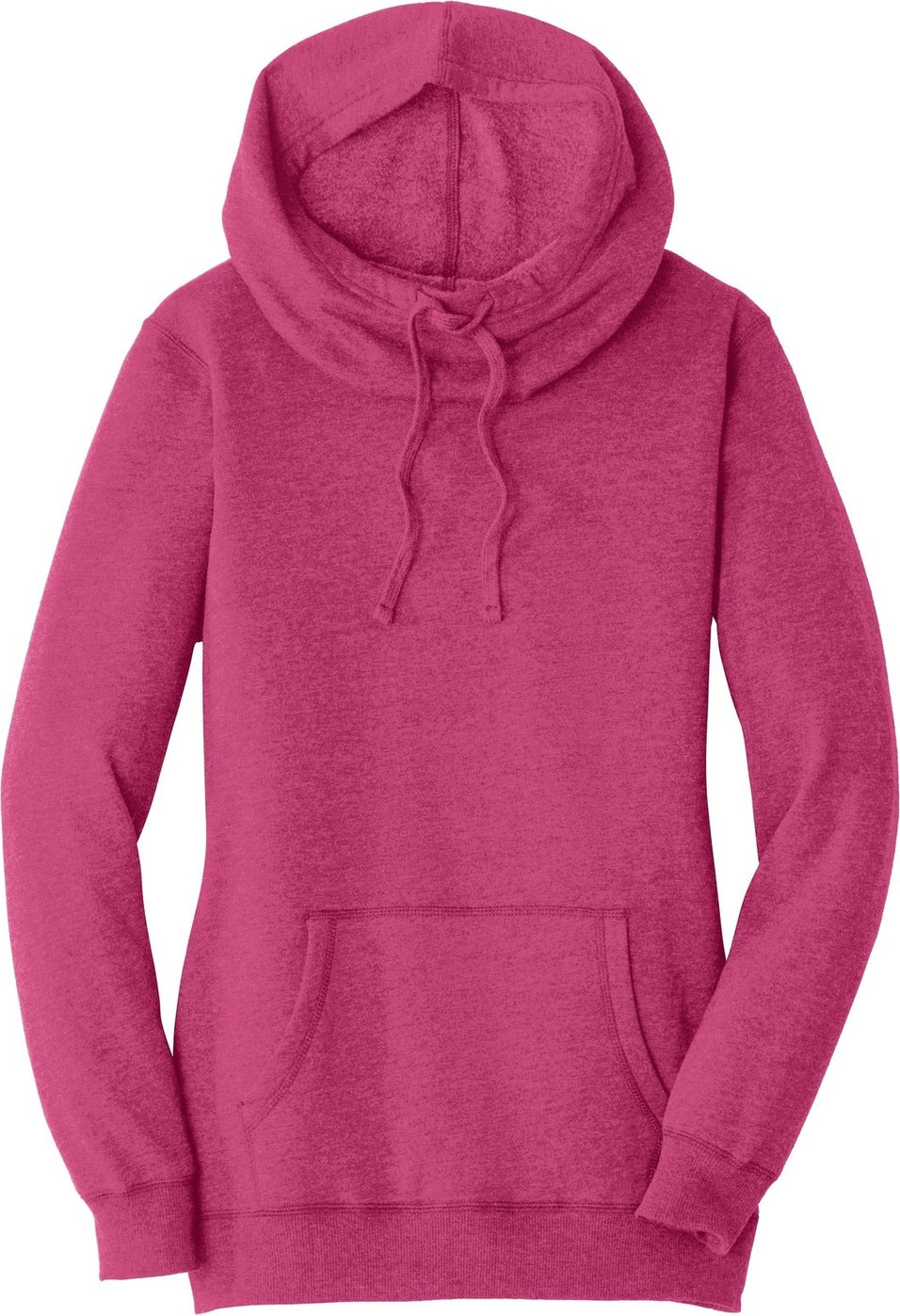 Front View of Hthrd Pink Aza District Women's Lightweight Fleece Hoodie. DM493
