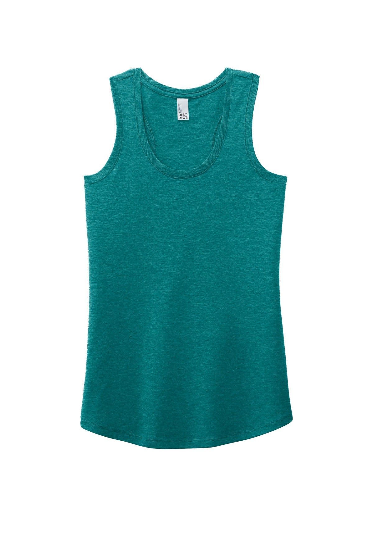 Front View of Hthrd Teal District Women's Perfect Tri Racerback Tank. DM138L