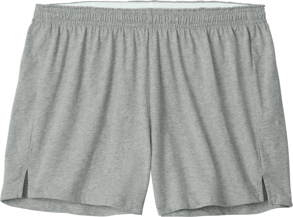 Front View of HthrGrey Sport-Tek Women's Jersey Knit Squad Short LST311