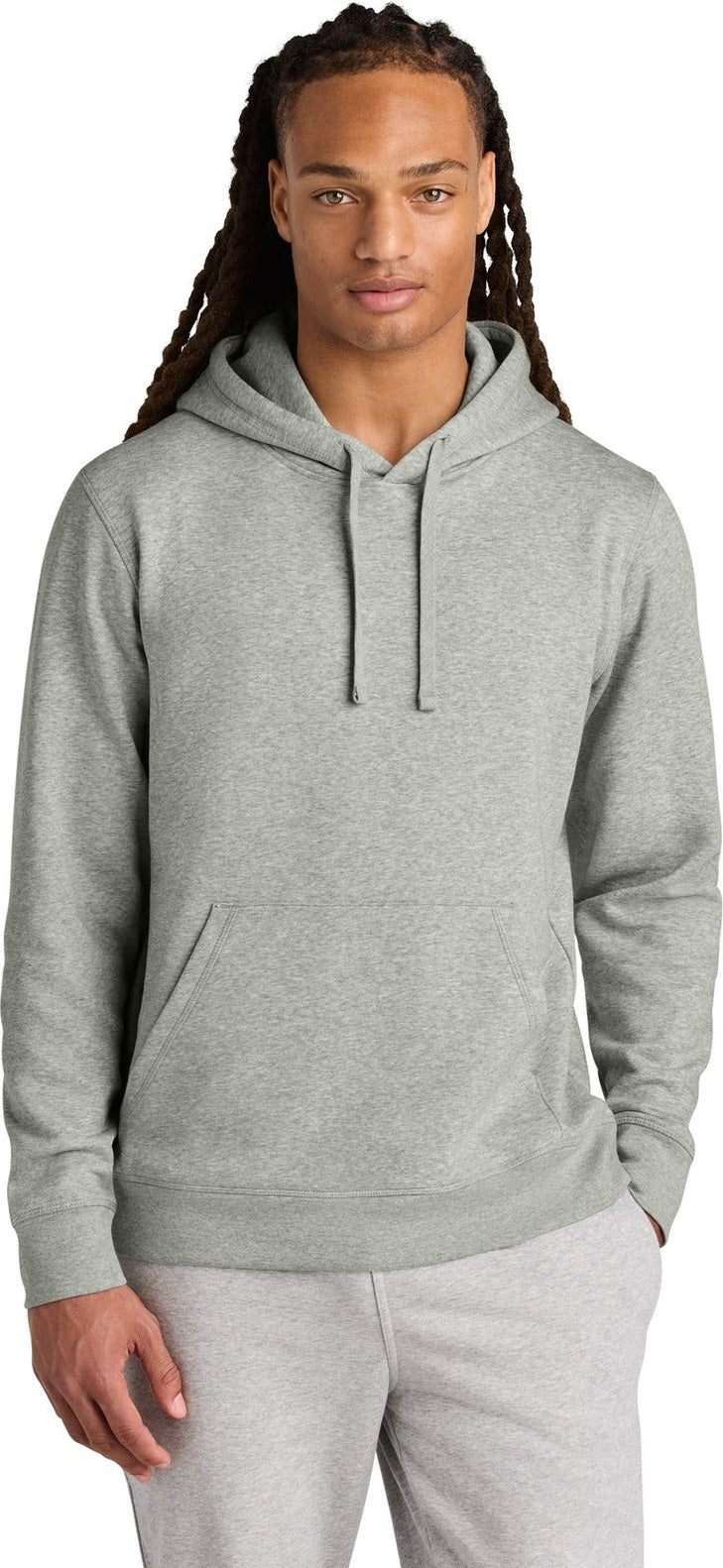 Front View of HthrGrey Stanley/Stella Unisex Drummer 2.0 Hooded Sweatshirt SXU009